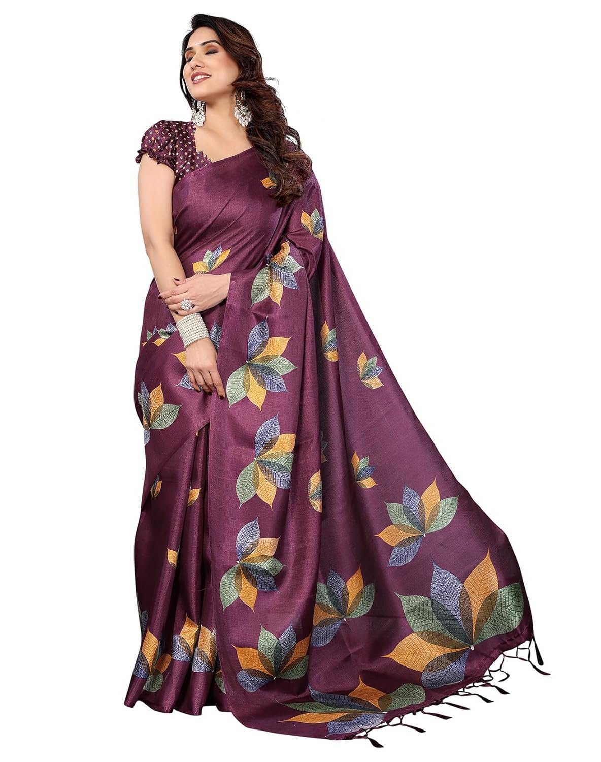 Yashika Women's Printed Art Silk Women Saree Kanjivaram Saree with fashion