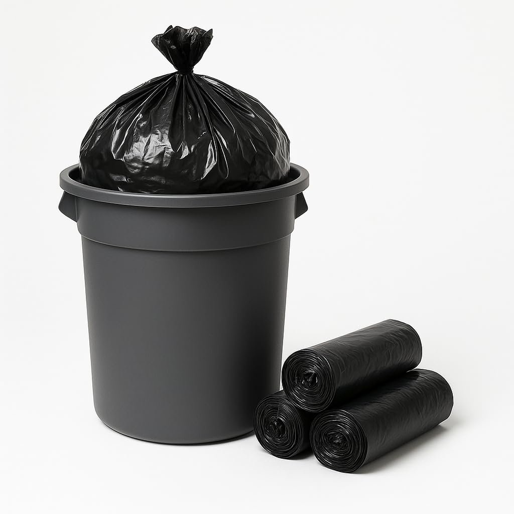 Black Garbage Bags 19x21 Inch (Medium) | 90 Count (30 ʼgarbage bags medium 30 pcsʼ