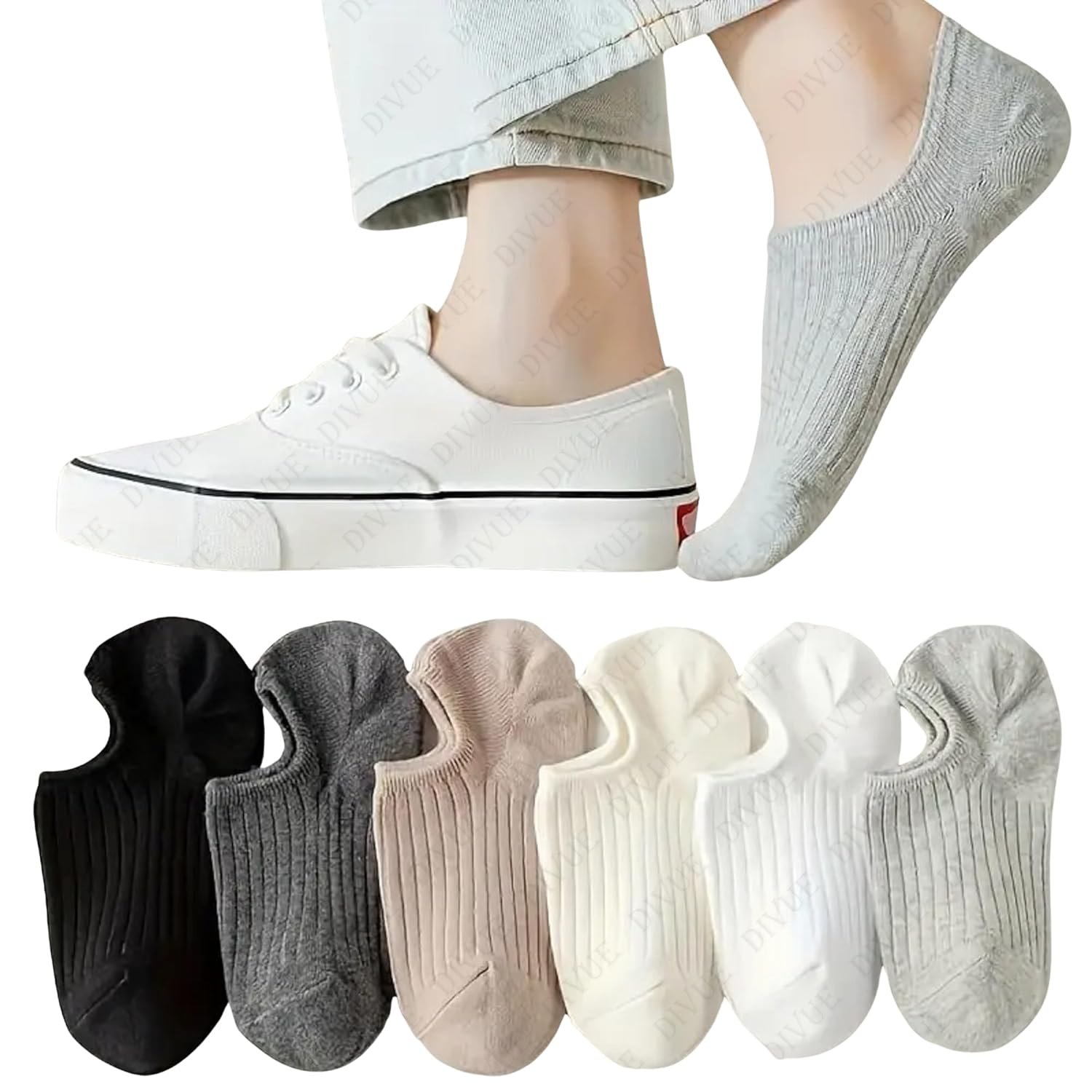 DIVUE Ankle Length No Show Socks for Men & Women SJeware 12 Pairs Solid Cotton Ankle Socks Pack