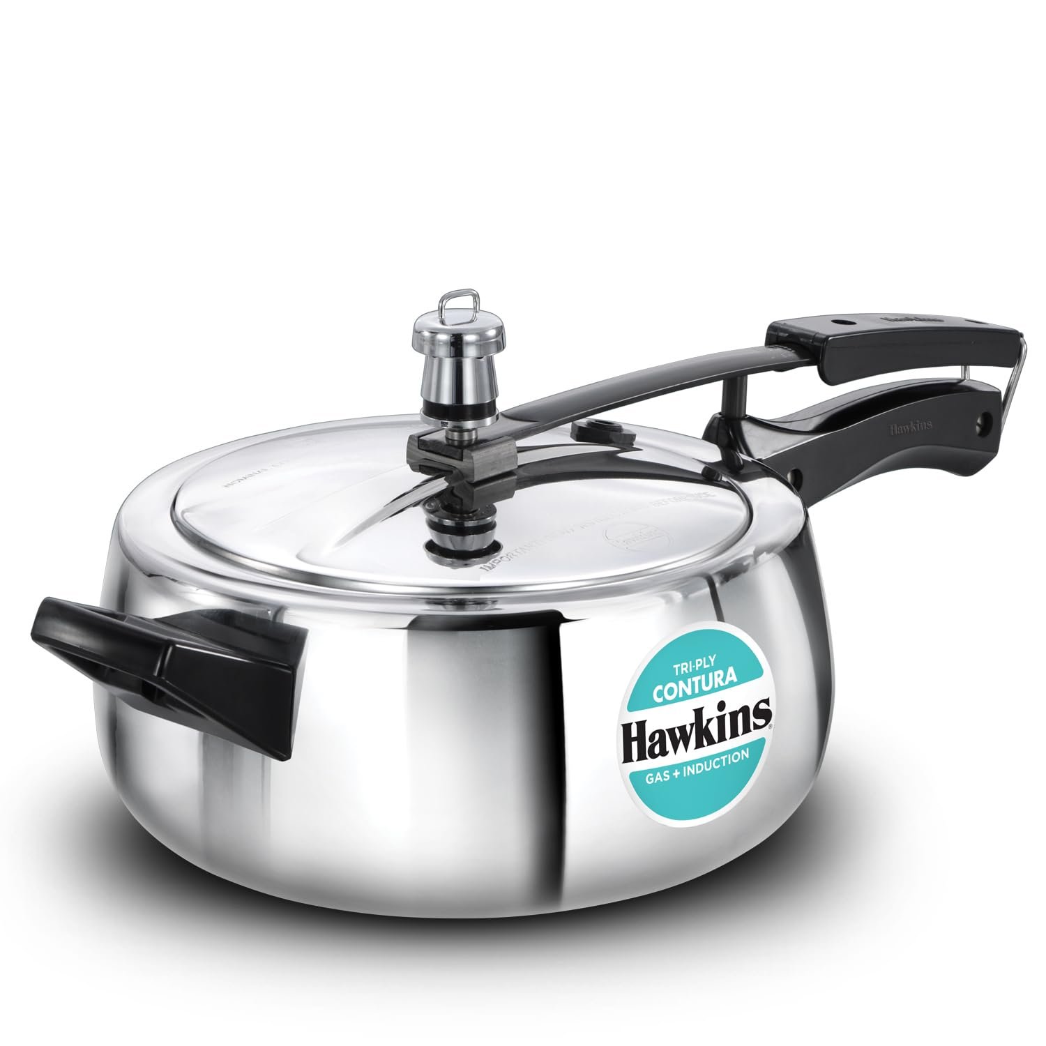 Hawkins 3.5 Litre Triply Contura Pressure Cooker, Triply Stainless Steel Butterfly Curve 3 Litre Pressure Cooker