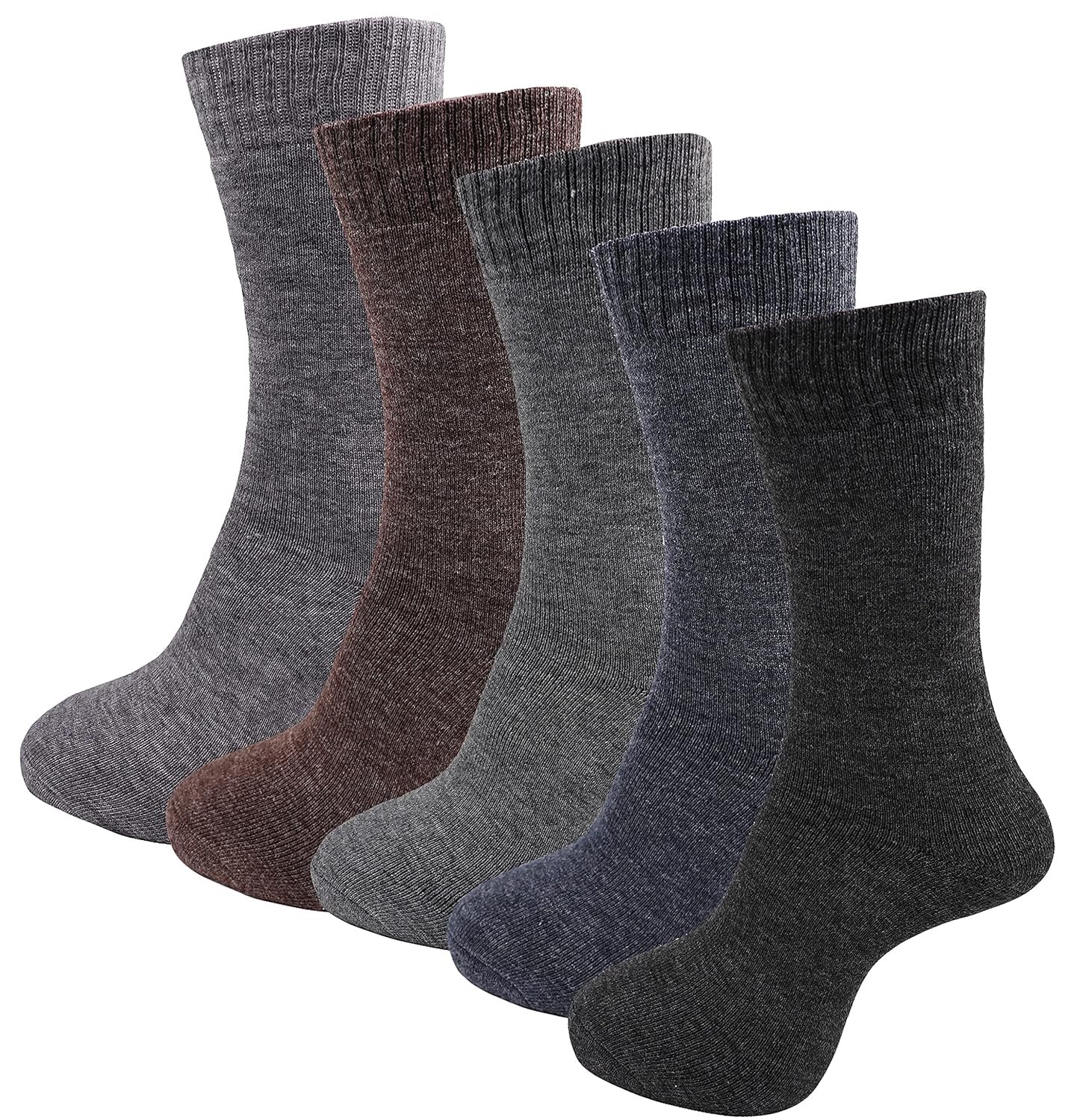 RC. ROYAL CLASS Men's Woolen Calf Length Solid Thick Terry SJeware 12 Pairs Solid Cotton Ankle Socks Pack